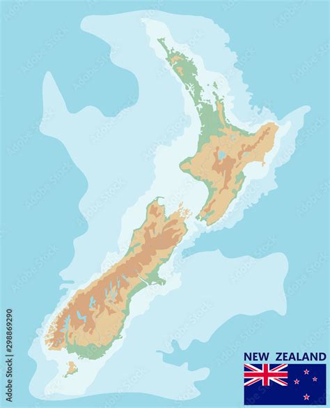 New Zealand Vector Geographic Map Of The New Zealand Large Detailed