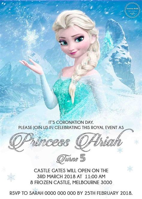 Frozen Invitation Frozen Birthday Party Frozen Elsa Elsa Invite