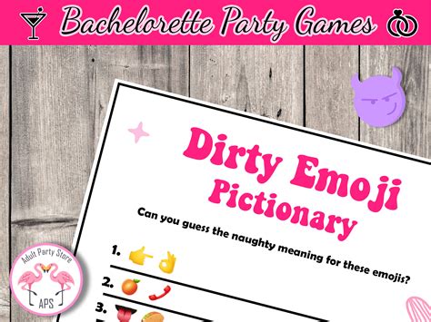 Dirty Emoji Pictionary Emoji Pictionary Printable Bachelorette Games