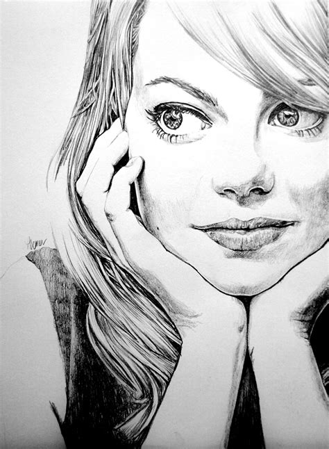 Emma Stone drawing | Portrait drawing, Portrait, Portrait sketches