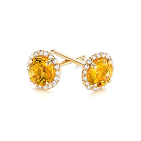 Custom Yellow Sapphire And Diamond Stud Earrings 103388 Seattle