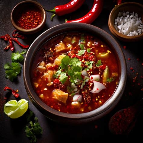 Premium Photo Pozole A Hearty Soup Made With Hominy Meat Usually Pork