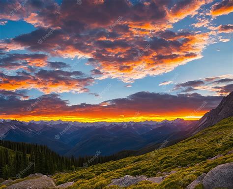 Premium Photo Beautiful Sunrise On Mountain Valley Beautiful Sunset