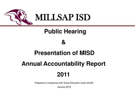 Ppt Public Hearing And Presentation Of Misd Annual Accountability