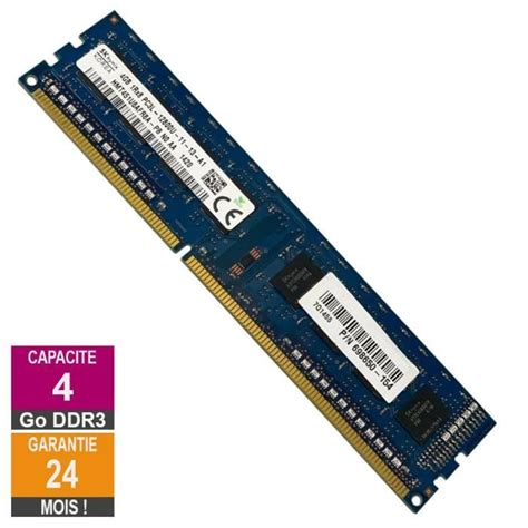 Barrette Mémoire 4Go RAM DDR3 Hynix HMT451U6AFR8A PB DIMM PC3L 12800U