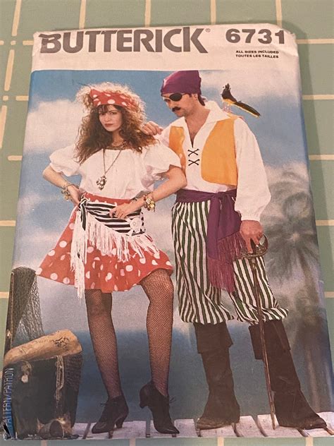 Men Womans Pirate Costume Pattern Butterick 6731 Etsy