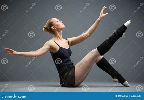 Sideview Of Dancing On The Wooden Floor Ballerina Stock Image Image