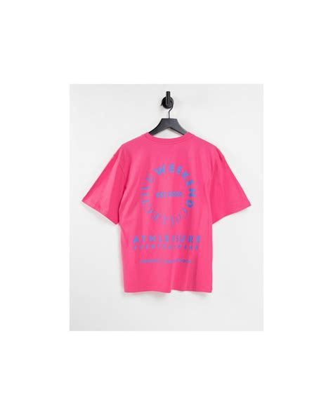 Asos Oversized T Shirt With Large Stacked Back Graphic In Pink Lyst