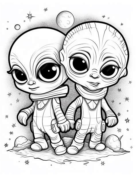 Premium Photo | A drawing of two alien babies holding hands in the snow ...