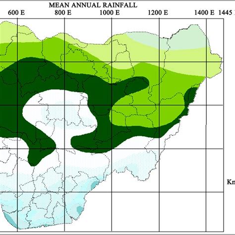 Map of Nigeria showing mean annual rainfall patterns. | Download Scientific Diagram