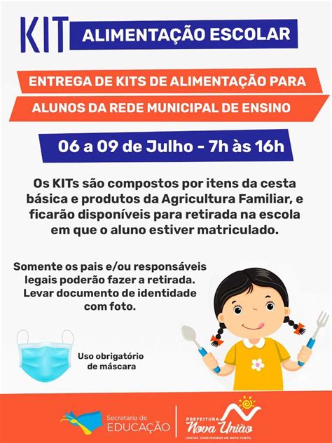 Prefeitura Municipal de Nova União ENTREGA DE KIT ALIMENTAÇÃO ESCOLAR