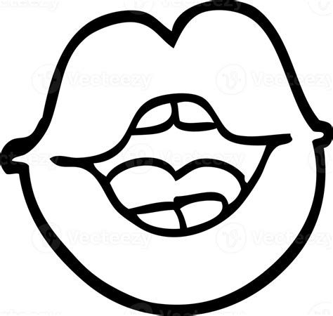 black and white cartoon red lips 45266870 PNG