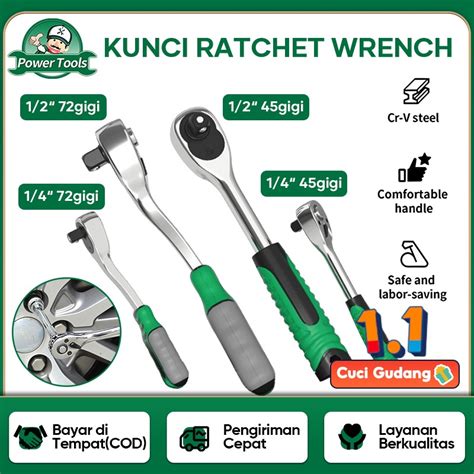 Jual ISKU Gagang Ratchet Wrench 45 72 Gerigi 3 8 1 2 Inch Chrome