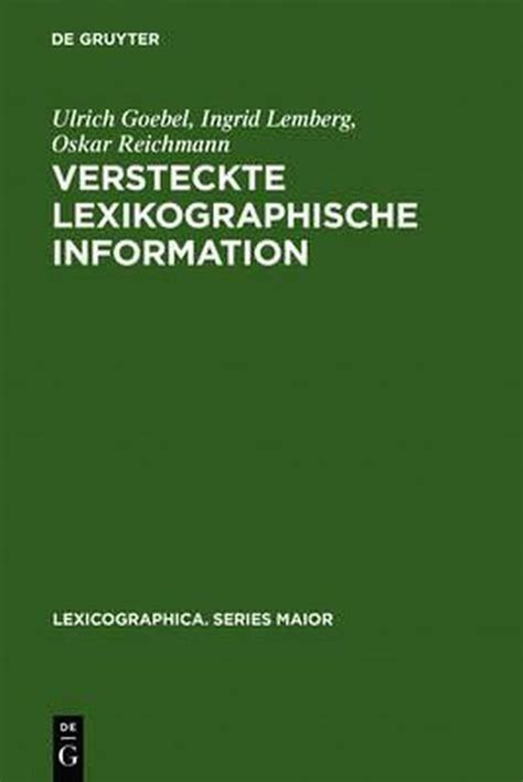 Lexicographica Series Maior Versteckte Lexikographische Information