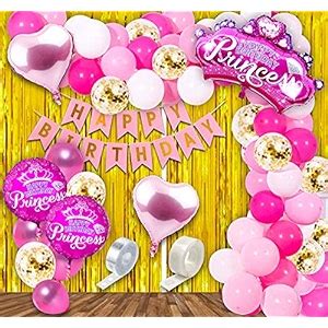 Party Propz Pink Happy Birthday Decoration Kit For Girls Pcs Combo