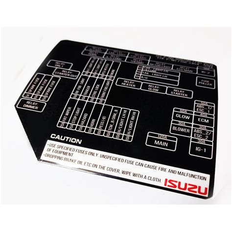 Isuzu MUX DMAX Fusebox Fuse Box STICKER Label Heavy Duty All