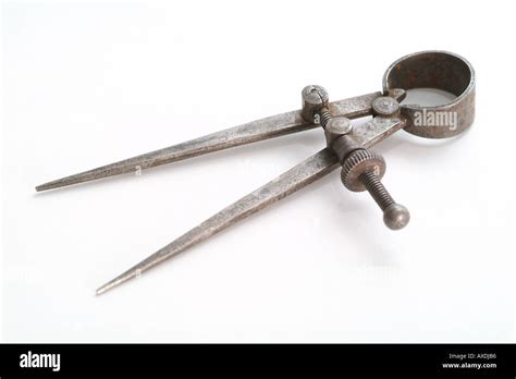 Antique Drafting Tool On White Background Compass Stock Photo Alamy