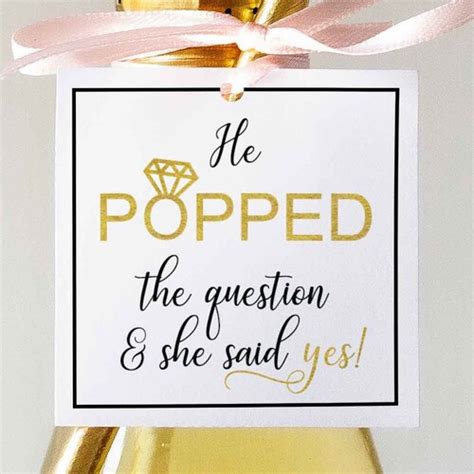 Editable He Popped The Question T Tag Engagement Party T Etsy