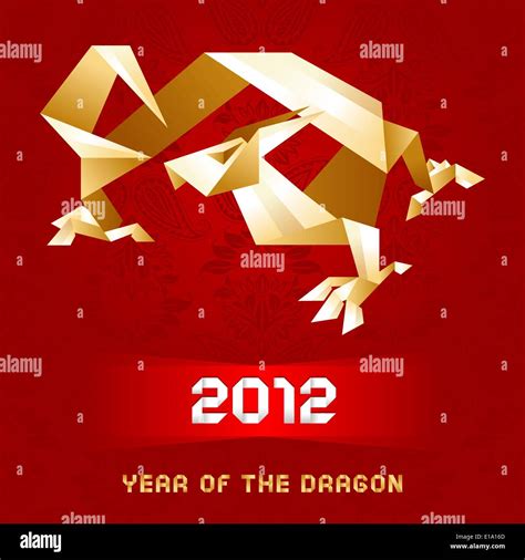 Origami Dragon, 2012 Year - Gold&Red, vector Stock Vector Image & Art ...