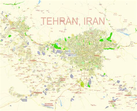 Tehran Iran editable layered PDF Vector Map | Map vector, Tehran iran ...