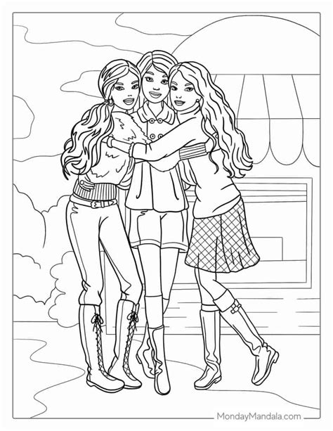 Friendship Barbie And Friends Coloring Pages Printable Barbie Roller