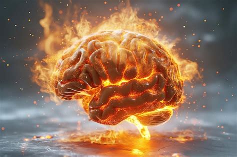 Premium Photo Burning Human Brain On Fire With Flames