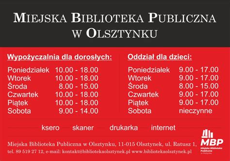 Zmiana Godzin Otwarcia Biblioteki Miejska Biblioteka Publiczna W