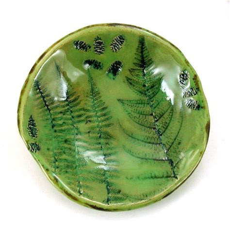 Chartreuse Pressed Fern Dish Organic Pottery Plate Green Etsy