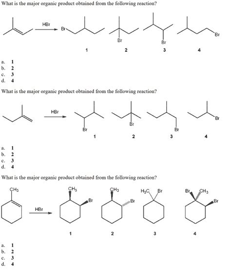 Solved What Is The Major Organic Product Obtained From The Following