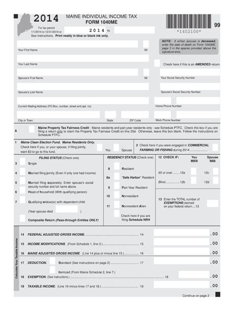 Maine Individual Income Tax Form Me Maine Gov Fill Out