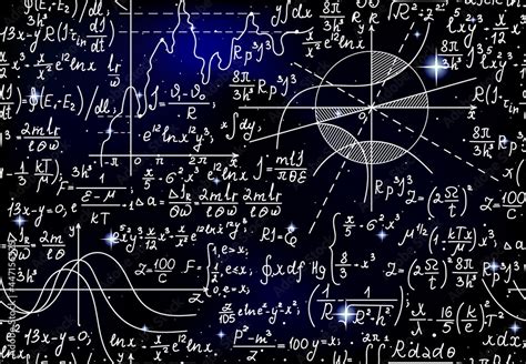 Astronomical Scientific Vector Seamless Pattern With Handwritten Math