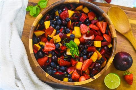 Summer Stone Fruit And Berry Salad Mint Lime Dressing Dash Of Jazz