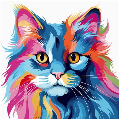 Premium AI Image Colorful Cat Painting Portrait