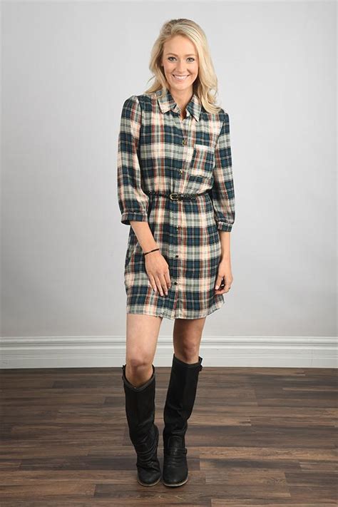 Navy Plaid Dress The Pulse Boutique