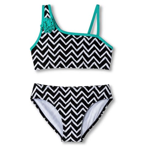 Girls Piece Asymmetrical Zig Zag Bikini Set Bikini Set Bikinis