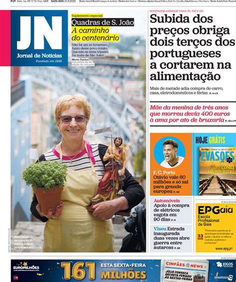 Capa Jornal de Notícias 24 junho 2022 capasjornais pt