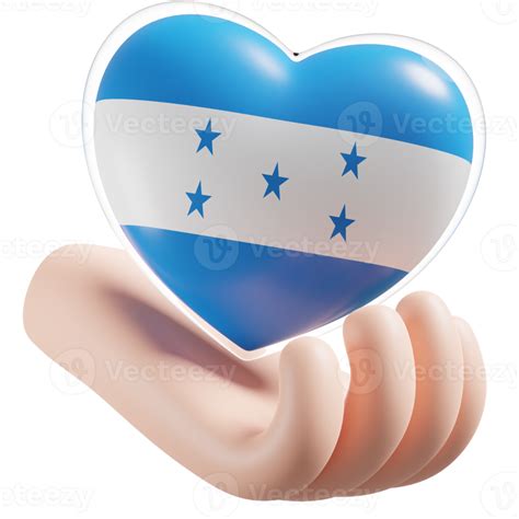 Honduras Bandera Con Corazón Mano Cuidado Realista 3d Texturizado 19943937 Png