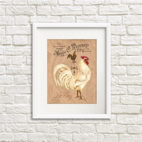 French Country Rooster Art Print Rooster Kitchen Decor | Etsy