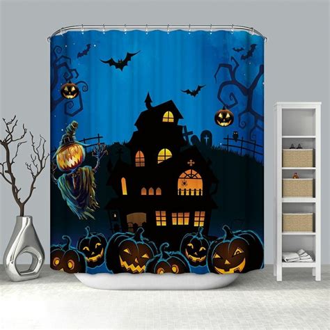 Order Haunted House Castle Scary Pumpkin Scarecrow Shower Curtain From