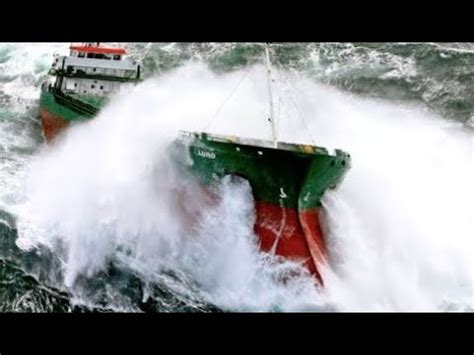 Giant Ships Icebreakers Crash Ice Overcome Powerful Waves In Storm