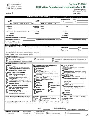 Fillable Online Ohs Incident Reporting And Investigation Form Fax