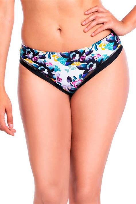 Ripley Bikini Calz N Tanga Tiro Alto Estampado Flores Negro