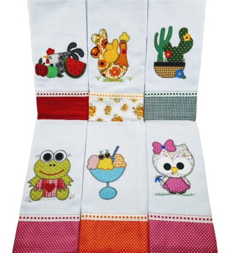 Kit 20 Panos De Prato Bordado Patchwork C Bainha E Barrado R 119 90