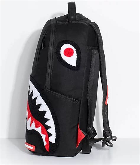 Sprayground Ghost Chenille Shark Black Backpack Zumiez