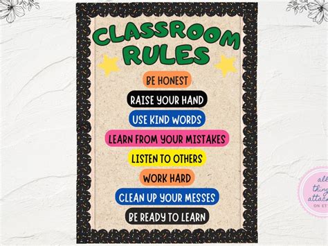 Classroom Rules Bulletin Board Idea Printable Bulletin Board Kit ...