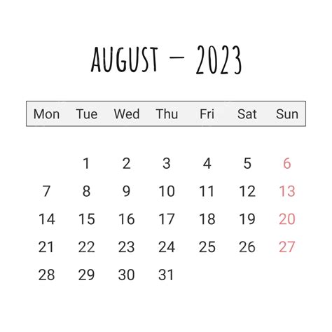 Calendario Simple Agosto Png Cl Toris Agosto