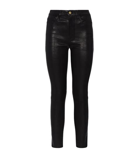 Womens Frame Black Leather Le High Skinny Jeans Harrods Uk