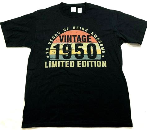 1950 Vintage 70 Years Of Being Awesome T Shirt Adult Mens Large Black