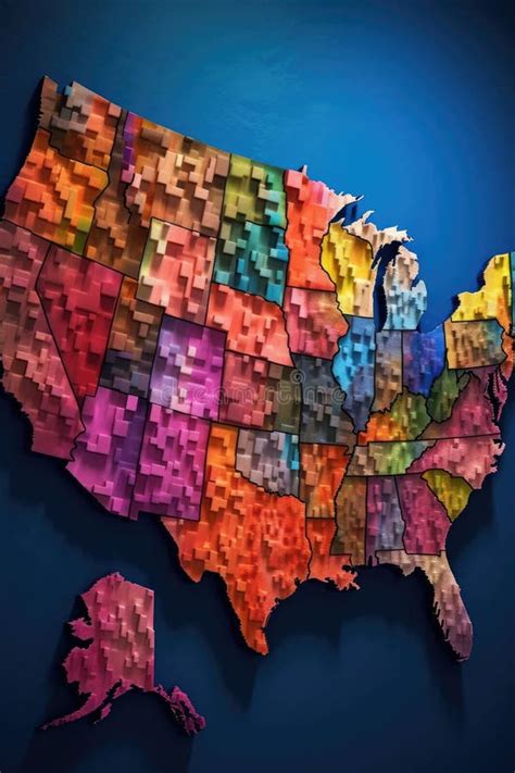 Us Map With Colorful State Abbreviations Stock Illustration