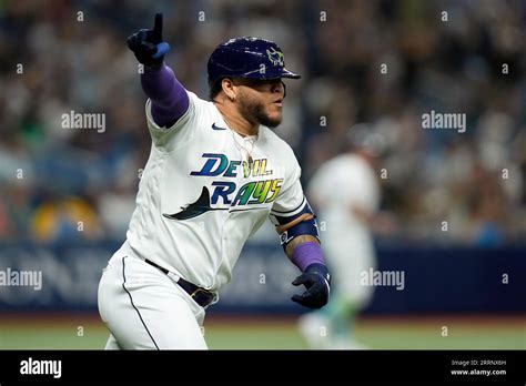 Tampa Bay Rays Harold Ramirez Celebrates His Two Run Home Run Off